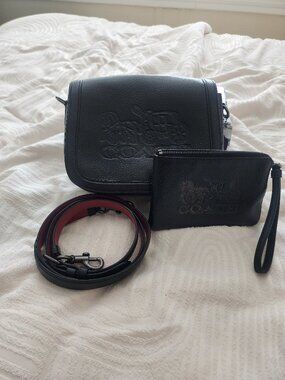 Pre-loved Coach Saddle Bag With Horse And Carriage w/ Wristlet